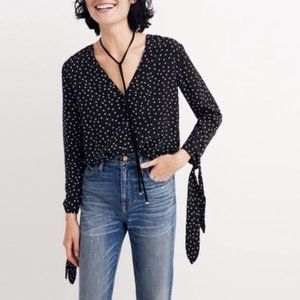 NEW MADEWELL SILK STAR TOP with TIE SLEEVES